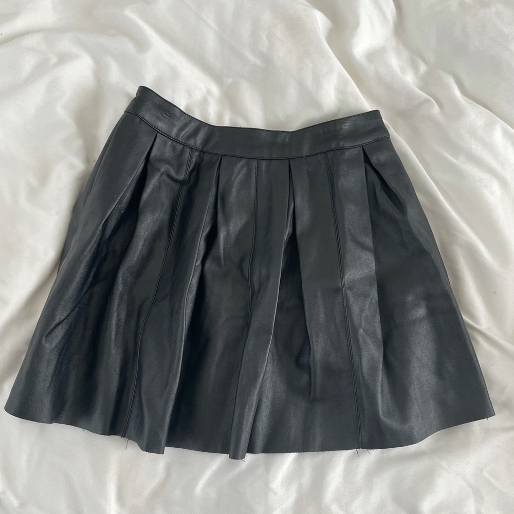 ASOS Black leather pleated skirt